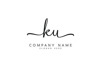 Handwriting signature style letter ku logo design in white background. pro vector. vector