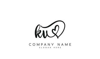 Handwriting signature style letter ku logo design in white background. pro vector. vector