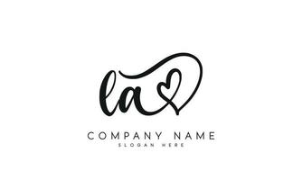 Handwriting signature style letter la ylogo design in white background. pro vector. vector