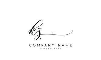 Handwriting signature style letter kz logo design in white background. pro vector. vector