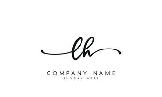Handwriting signature style letter lh ylogo design in white background. pro vector. vector
