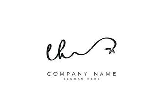 escritura firma estilo letra lh ylogo diseño en blanco antecedentes. Pro vector. vector