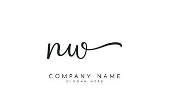 Handwriting signature style letter nw n w ylogo design in white background. pro vector. vector