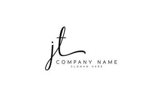 Handwriting signature style letter jt logo design in white background. pro vector. vector