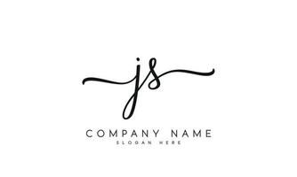 escritura firma estilo letra js logo diseño en blanco antecedentes. Pro vector. vector