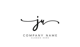 Handwriting signature style letter jv logo design in white background. pro vector. vector