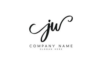 Handwriting signature style letter jw logo design in white background. pro vector. vector