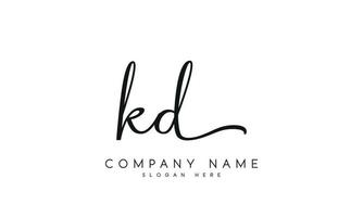 escritura firma estilo letra kd logo diseño en blanco antecedentes. Pro vector. vector