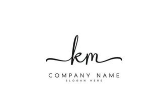 Handwriting signature style letter km logo design in white background. pro vector. vector