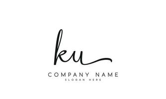 Handwriting signature style letter ku logo design in white background. pro vector. vector