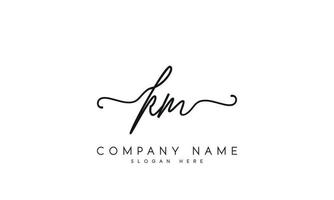 Handwriting signature style letter km logo design in white background. pro vector. vector