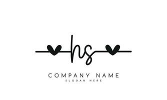 Handwriting signature style letter HS H S logo design in white background. Pro vector