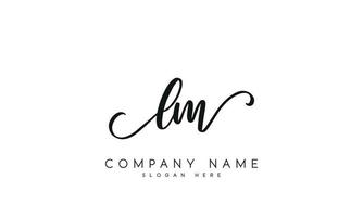 Handwriting signature style letter lm l m logo design in white background. pro vector