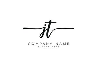 Handwriting signature style letter jt logo design in white background. pro vector. vector