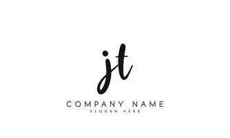 Handwriting signature style letter jt logo design in white background. pro vector. vector