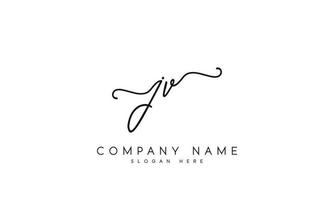 Handwriting signature style letter jv logo design in white background. pro vector. vector