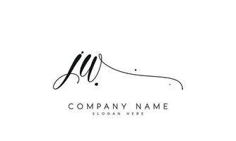 Handwriting signature style letter jw logo design in white background. pro vector. vector