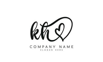 escritura firma estilo letra kh logo diseño en blanco antecedentes. Pro vector. vector