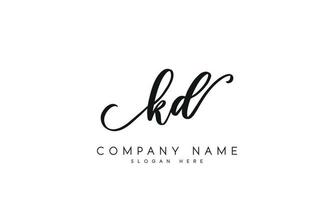 escritura firma estilo letra kd logo diseño en blanco antecedentes. Pro vector. vector