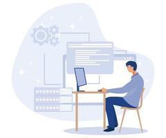 Database storage concept, software development, information visualization,  flat vector modern illustration