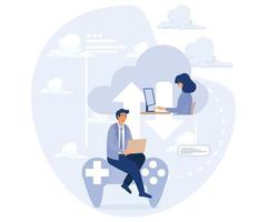 Cloud service concept, online gaming platform, system management, flat vector modern illustration