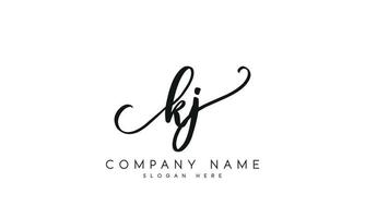 escritura firma estilo letra kj logo diseño en blanco antecedentes. Pro vector. vector