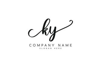 Handwriting signature style letter ky ylogo design in white background. pro vector. vector