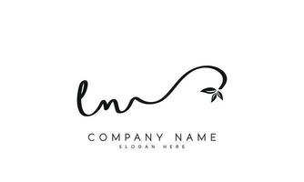 Handwriting signature style letter LN L N logo design in white background. Pro vector