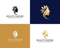 Natural beautiful woman logo design template vector