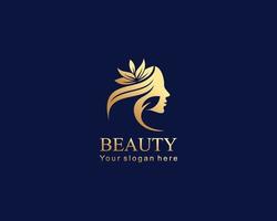 Luxury beauty logo vector with leaf