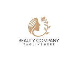 Natural beautiful woman logo design template vector