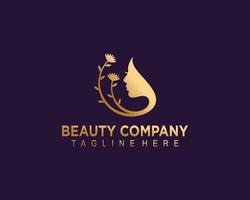 Luxury beauty logo vector with leaf