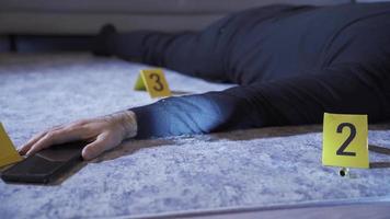 Crime scene investigation. Murder case. The man was killed with a gun in his home. video