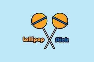 Lollipops Stick Candy vector illustration. Food object icon concept. Round shape candies on stick vector design with shadow isolated on blue background. Colorful sweet cute lollipops icon logo.