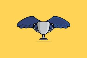 Flying Metal Trophy with Bird Wings vector illustration. Winner reward objects icon concept. School and Sports competition winner trophy and wings vector design.