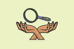 Hand with Magnifying Glass vector illustration. People technology searching objects icon concept. Round Shape Magnifying Glass and people hands vector design.