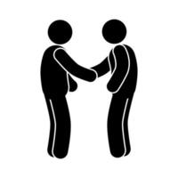 silhouette of people shaking hands and hugging, friendship vector