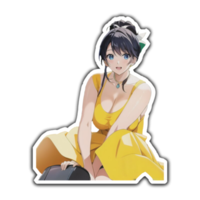 anime söt flicka i gul klänning png
