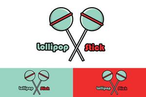 Lollipops Stick Candy vector illustration. Food object icon concept. Round shape candies on stick vector design with shadow isolated on blue background. Colorful sweet cute lollipops icon logo.