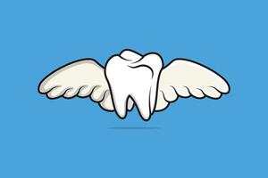 Dentist Tooth with Wings vector illustration. Healthcare and medical objects icon concept. Dentist tooth and bird wings vector design. Dentist logo tooth with wings.