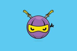 Flying Ninja Head with Wings vector illustration. Ninja people icon concept. Ninja cartoon character and wings vector design. Ninja logo vector head with angry face.