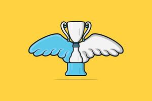 Flying Metal Trophy with Bird Wings vector illustration. Winner reward objects icon concept. School and Sports competition winner trophy and wings vector design.