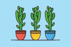 conjunto de verde cactus planta en vas vector ilustración. cuidado de la salud y naturaleza objeto icono concepto. Desierto verde cactus planta colección vector diseño. hogar planta cactus símbolo gráfico diseño.