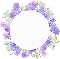 Lilac frame. Watercolor illustration. Hand-painted png