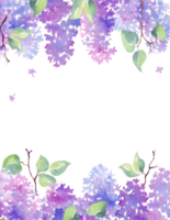 Lilac frame. Watercolor illustration. Hand-painted png