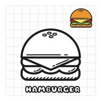niños colorante libro objeto. comida serie - hamburguesa. vector