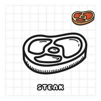 Children Coloring Book Object. Food Series - Steak vector