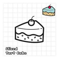 Children Coloring Book Object. Food Series - Sliced Tart Cake vector