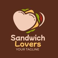 combinación de sándwich, queso, carne de res, vegetal y corazón forma un pan. adecuado para comida y bebida logo inspiraciones. vector