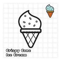 Children Coloring Book Object. Food Series - Crispy Cone Ice Cream vector